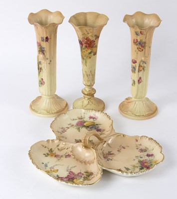 Lot 320 - A pair of Royal Worcester blush ivory...