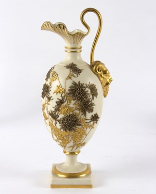 Lot 321 - A Royal Worcester porcelain ewer, with satyr...