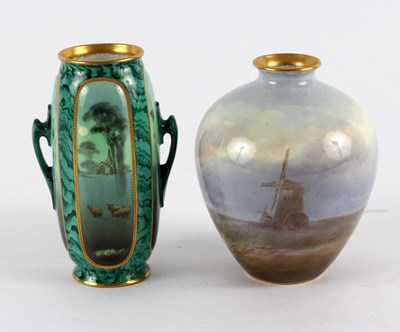 Lot 339 - A Royal Doulton vase, decorated windmills in a...