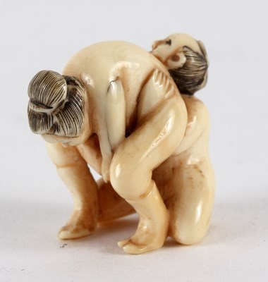 Lot 356 - A 19th Century Japanese erotic ivory netsuke,...