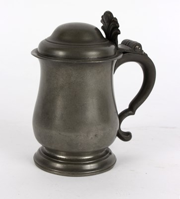 Lot 395 - A pint pewter lidded tankard, Ingram and Hunt...