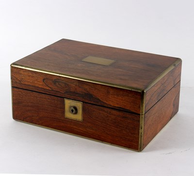 Lot 428 - A Victorian brass bound rosewood dressing case,...