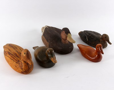 Lot 432 - Five wooden decoy ducks, various