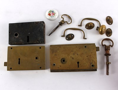 Lot 435 - A quantity of brass lock plates and sundry...