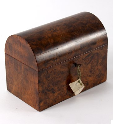 Lot 442 - A Victorian burr walnut tea caddy with domed...