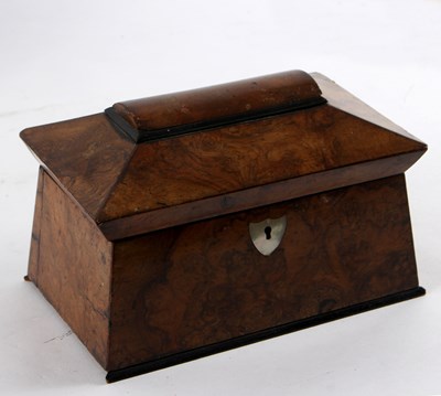 Lot 445 - A Victorian walnut tea caddy, of sarcophagus...