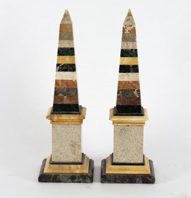 Lot 452 - A pair of specimen marble obelisks, one...