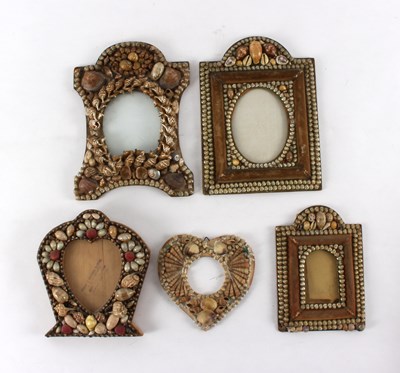 Lot 453 - Five early 20th Century shell ware frames,...