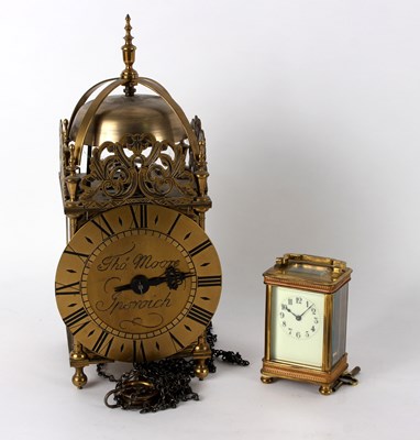 Lot 472 - A reproduction lantern clock, the dial signed...