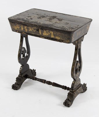 Lot 505 - A Regency chinoiserie work table decorated in...