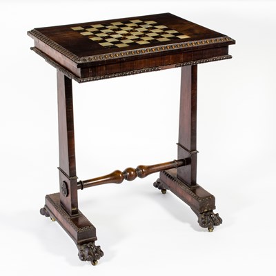 Lot 506 - A 19th Century rosewood and inlaid games table,...