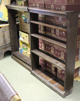 Lot 508 - A large oak bookcase of two sections, each...