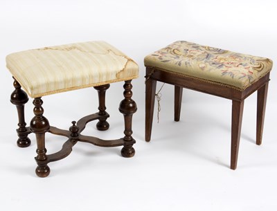 Lot 534 - A William and Mary style walnut framed stool,...