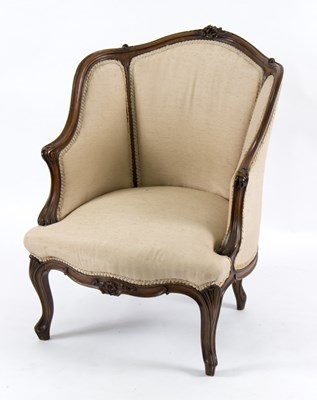 Lot 537 - A French walnut framed armchair with...