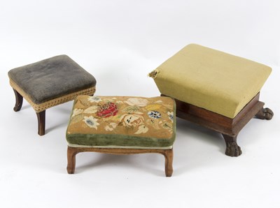 Lot 539 - A 19th Century footstool, with paw feet to the...