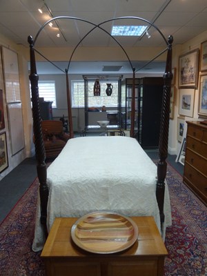 Lot 546 - A 19th Century campaign bed, the foot columns...