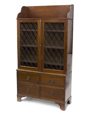 Lot 551 - A mahogany side cabinet, the upper section...