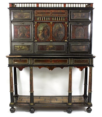 Lot 566 - A Flemish red tortoiseshell and ebony cabinet...