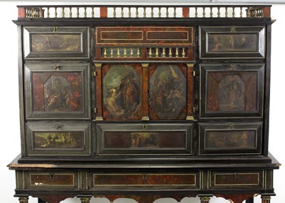 Lot 566 - A Flemish red tortoiseshell and ebony cabinet...