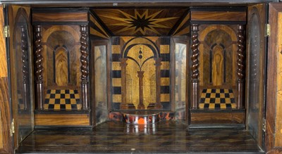 Lot 566 - A Flemish red tortoiseshell and ebony cabinet...