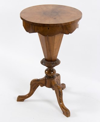 Lot 573 - A Victorian walnut work table, the circular...