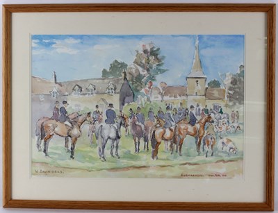 Lot 645 - W Saunders/The Meet at Rodmarton/watercolour,...