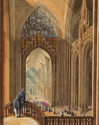 Lot 662 - Manner of David Roberts/Cathedral Interior...