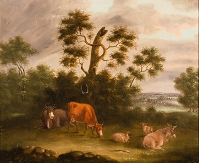 Lot 683 - Manner of Charles Towne/Landscape with Cattle,...