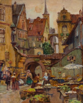 Lot 689 - Alios Wierer (Czech 1878-1945)/Market Day,...