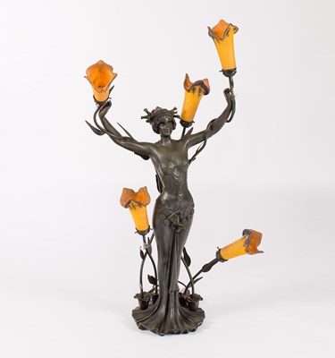 Lot 988 - An Art Nouveau figural lamp, modelled as a...