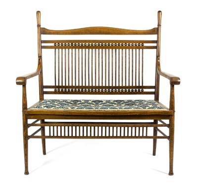 Lot 999 - An Arts and Crafts oak hall bench, with...