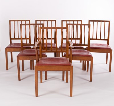 Lot 1015 - Owen Scrubey; a set of eight mahogany dining...