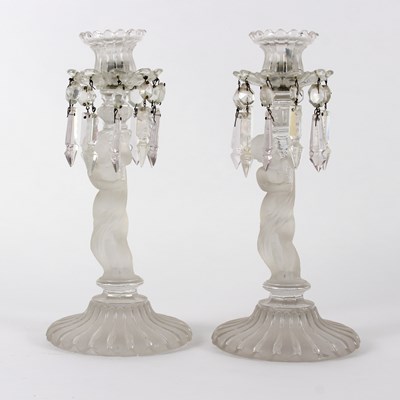 Lot 1063 - A pair of glass lustres by Baccarat, each with...