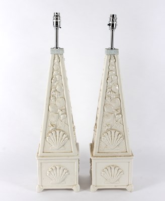 Lot 1082 - A pair of Casa Pupo white glaze lamps of...