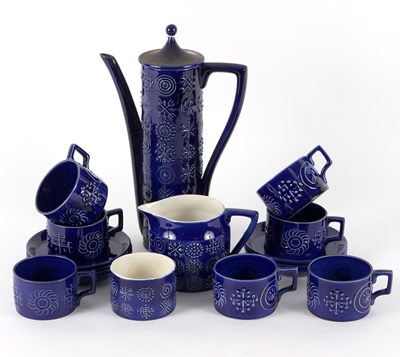 Lot 1084 - A Portmeirion 'Totem' blue glaze part coffee set