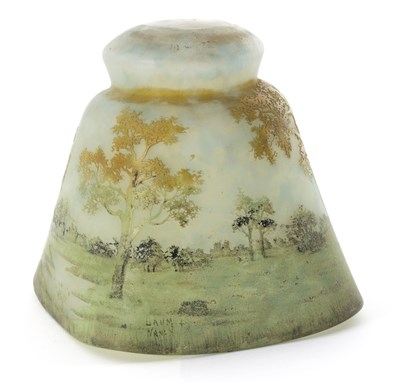 Lot 1085 - Daum, Nancy, a cameo glass lampshade, etched...