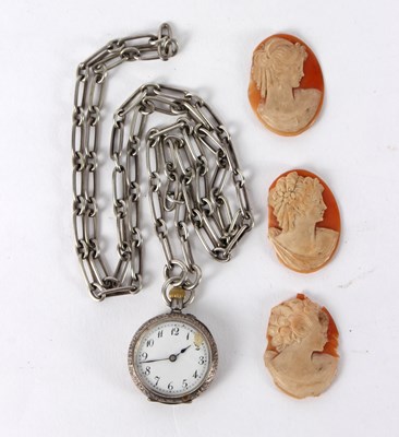 Lot 1109 - A lady's silver cased open faced pocket watch,...