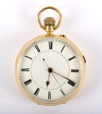 Lot 1114 - An 18ct gold open faced pocket watch, Roman...