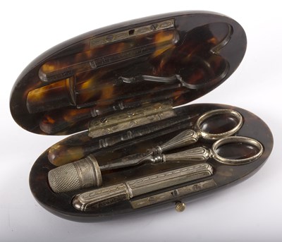 Lot 1125 - A 19th Century tortoiseshell cased necessaire,...