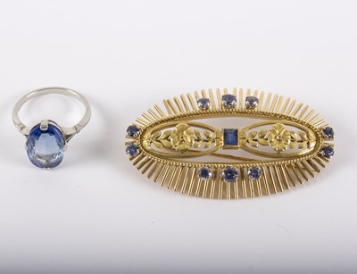 Lot 1153 - A sapphire mounted brooch and a sapphire dress...