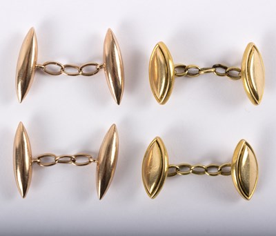 Lot 1154 - A pair of 18ct gold cufflinks of lozenge form...