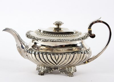 Lot 1467 - A George III silver teapot, London 1820, of...