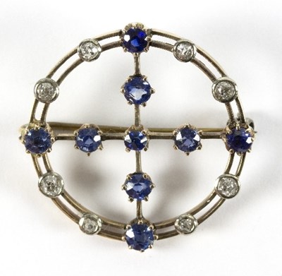 Lot 10 - A sapphire and diamond brooch, the circular...