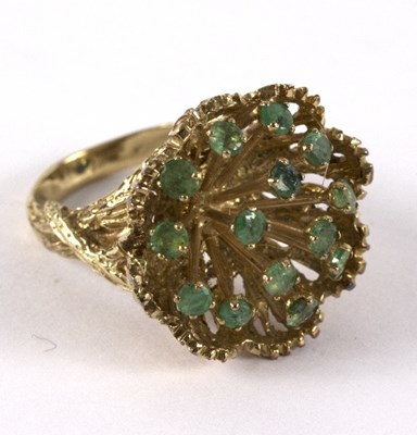 Lot 22 - A 14k gold and enamel dress ring of modern...