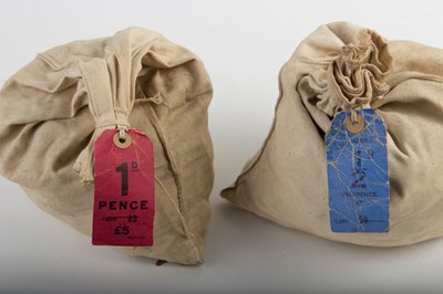 Lot 39 - A bag of half pennies and a bag of pennies,...