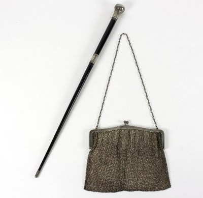 Lot 55 - A lady's silver mounted evening bag, S B & Co,...