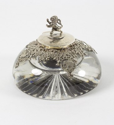 Lot 69 - A silver mounted inkwell, Samuel Jacob, London...