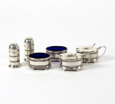 Lot 71 - A six-piece silver cruet, GM Co., Birmingham...