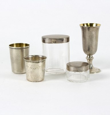 Lot 80 - A Russian silver and silver gilt tot cup, a...