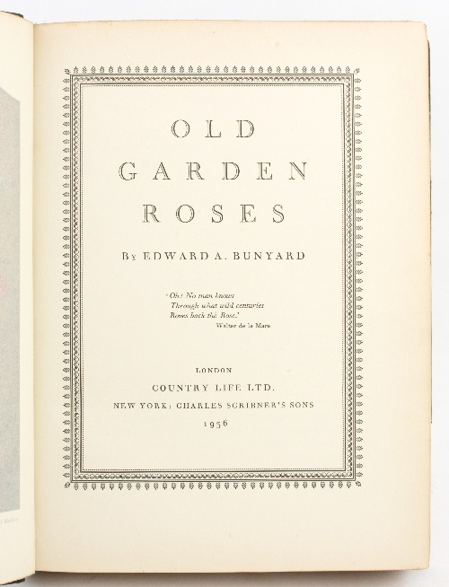 Lot 149 Bunyard (Edward A) Old Garden Roses, 1936.